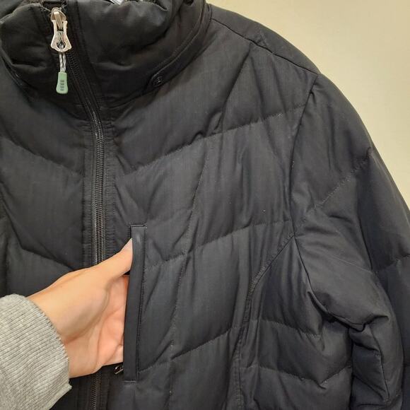 Lands' End black woman's down puffer winter coat mid thigh length size large - Picture 9 of 10
